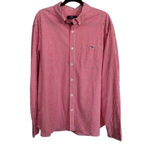 Vineyard Vines Mens Shirt Gingham Stretch Poplin Long Sleeve Button Down